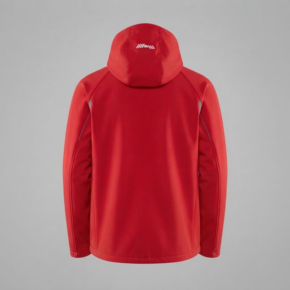Kapşonlu Reflektörlü Kırmızı Softshell Mont